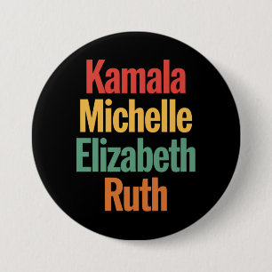 Chapa Redonda De 7 Cm Kamala Michelle Elizabeth Ruth Iconos Feministas P