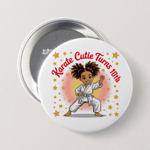 Chapa Redonda De 7 Cm Karate Cutie Chica de cumpleaños celebración arte 