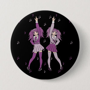 Chapa Redonda De 7 Cm Kawaii Cute Harajuku bailando Chicas animales