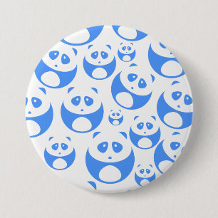 Chapa Redonda De 7 Cm Kawaii Panda Baby Blue and White Pattern