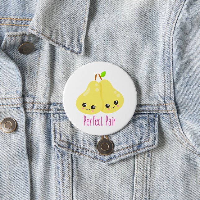 Chapa Redonda De 7 Cm Kawaii Pear Pareja Perfecta Pareja Funny Pun (Subido por el creador)