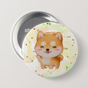 Chapa Redonda De 7 Cm Kawaii Sonriente Shiba Inu al estilo Personalizado