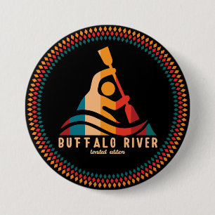 Chapa Redonda De 7 Cm Kayak del río Búfalo Retro