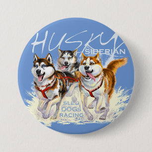 Chapa Redonda De 7 Cm keychain siberian husky sled dogs