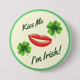Chapa Redonda De 7 Cm Kiss Me I'm Irish St. Patrick's Day Button