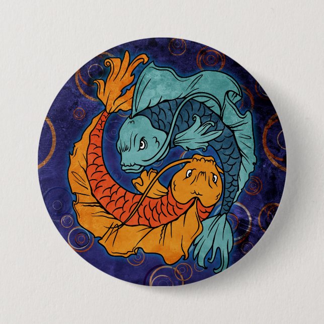 Chapa Redonda De 7 Cm Koi Fish (Anverso)