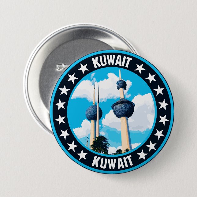 Chapa Redonda De 7 Cm Kuwait (Anverso y reverso)