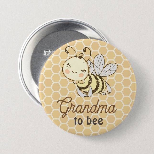 Chapa Redonda De 7 Cm La abuela será la abuela Cute Honeybee Bee Baby Sh (Anverso y reverso)