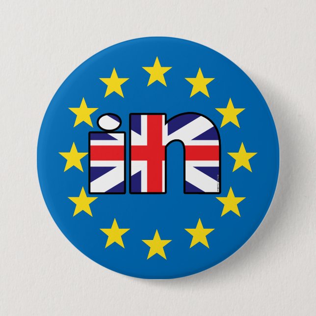 Chapa Redonda De 7 Cm La bandera BRITÁNICA de StrongerIn del referéndum (Anverso)