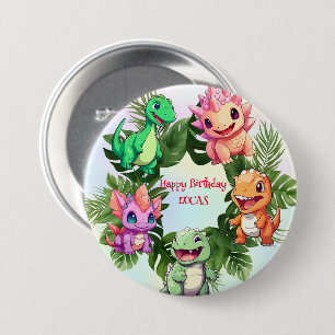 Chapa Redonda De 7 Cm La jungla de los dinosaurios de la escuela niño de