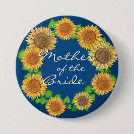 Chapa Redonda De 7 Cm La marina rusa del girasol madre azul de la novia