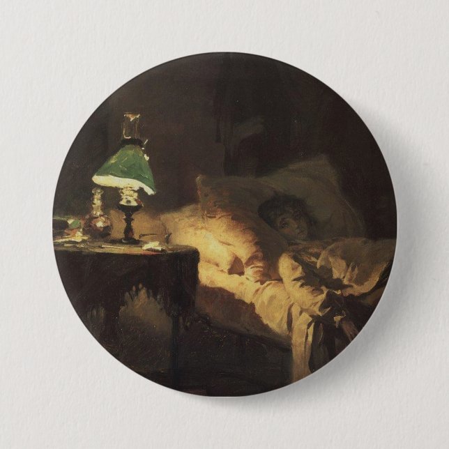 Chapa Redonda De 7 Cm La mujer enferma (por Vasily Polenov) (Anverso)