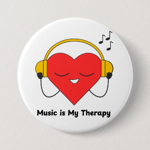 Chapa Redonda De 7 Cm La música es mi terapia - Inspirador Cita del aman