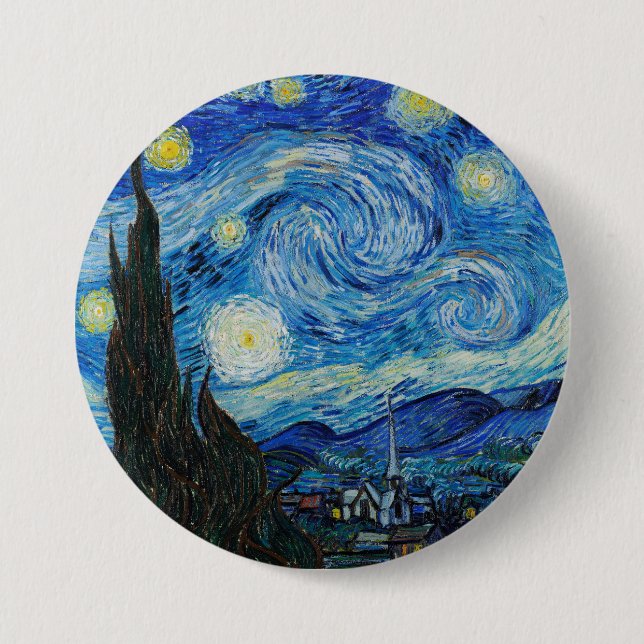 Chapa Redonda De 7 Cm La noche estrellada de Van Gogh (Anverso)