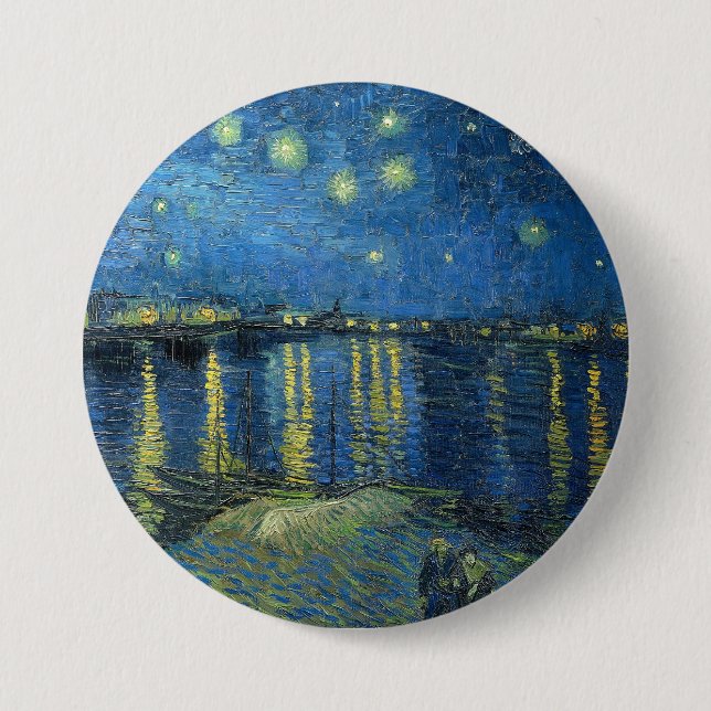 Chapa Redonda De 7 Cm La noche estrellada de Van Gogh sobre el Ródano (Anverso)