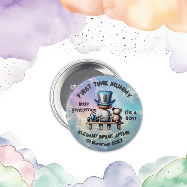 Chapa Redonda De 7 Cm La primera vez mamá - es un chico | (Subido por el creador)