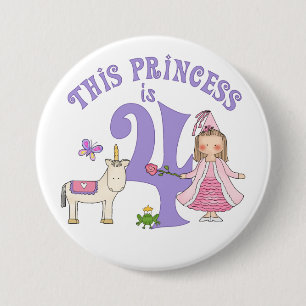 Chapa Redonda De 7 Cm La princesa Unicornio cumple 4 años