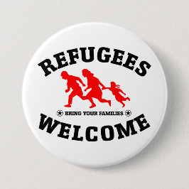 Chapa Redonda De 7 Cm La recepción de los refugiados trae a sus familias