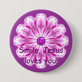 Chapa Redonda De 7 Cm ¡La sonrisa, Jesús le ama!