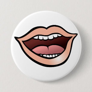 Chapa Redonda De 7 Cm Labios Boca Dientes Lengua Abierta