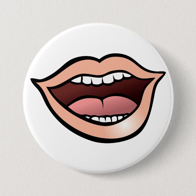 Chapa Redonda De 7 Cm Labios Boca Dientes Lengua Abierta (Anverso)