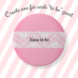 Chapa Redonda De 7 Cm Lace Pink Nana to be