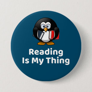 Chapa Redonda De 7 Cm Leer es mi cosa divertida leyendo