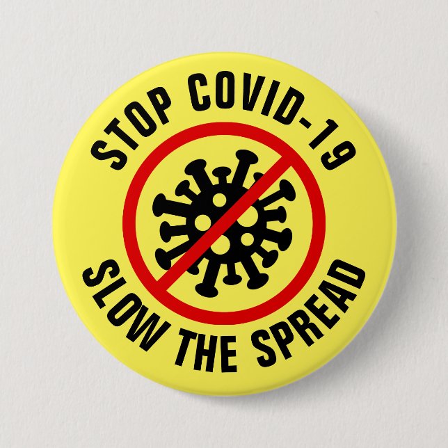Chapa Redonda De 7 Cm Lentitud Del Paro De Propagación Virus Covid 19 Co (Anverso)