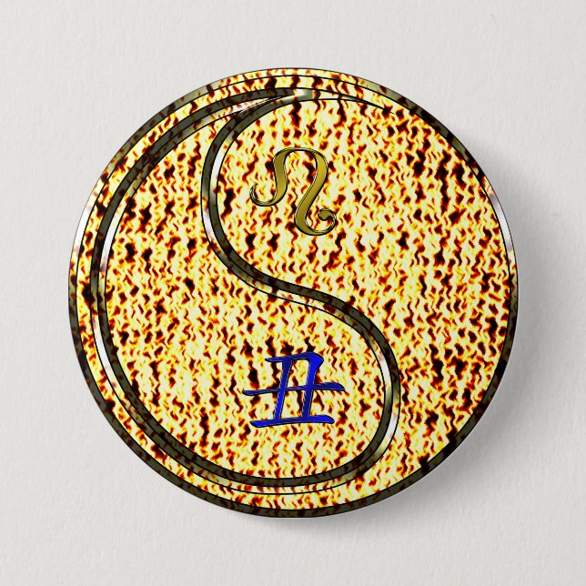 Chapa Redonda De 7 Cm Leo & Buey de Fuego (Anverso)