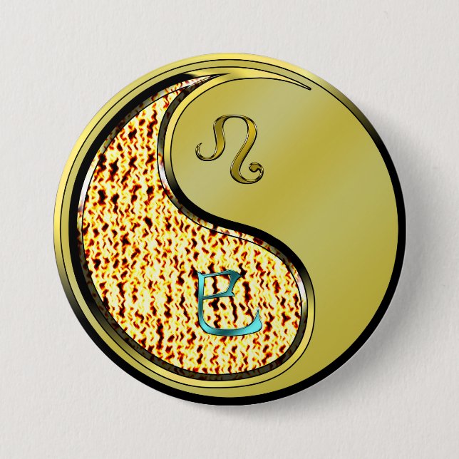 Chapa Redonda De 7 Cm Leo & Serpiente de Metal (Anverso)