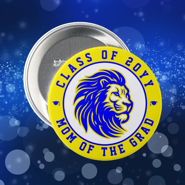 Chapa Redonda De 7 Cm Leones: Madre amarilla y azul del graduado (Subido por el creador)