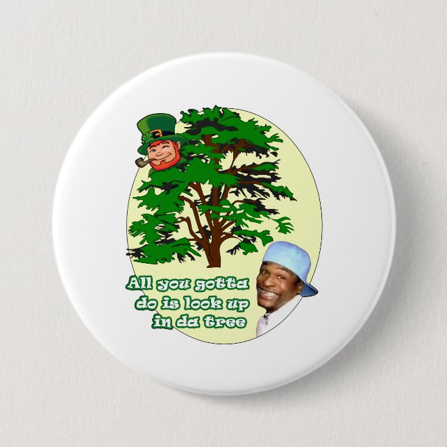 Chapa Redonda De 7 Cm Leprechaun del árbol (Anverso)