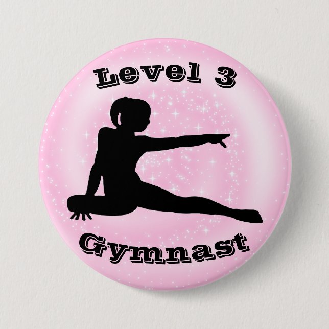 Chapa Redonda De 7 Cm Level 3 Gymnast - Girls Gymnastics Button (Anverso)