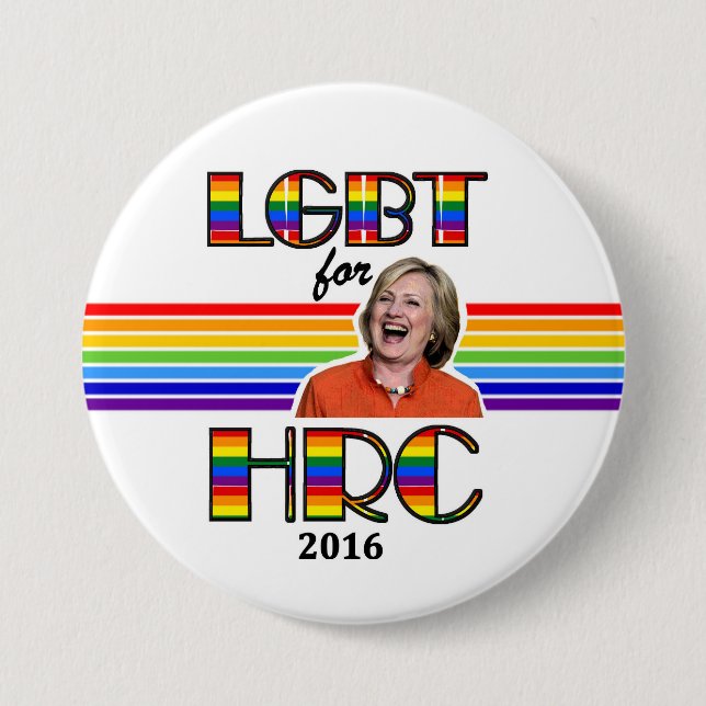Chapa Redonda De 7 Cm LGBT para Hillary (Anverso)