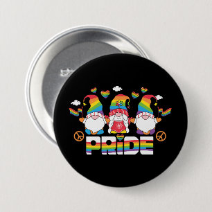 Chapa Redonda De 7 Cm LGBTQ - Orgullo - Gnomo de jardín - Color arcoiris