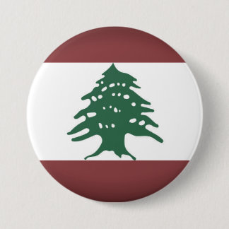 Chapa Redonda De 7 Cm Líbano, bandera libanesa en colores oscuros y apag
