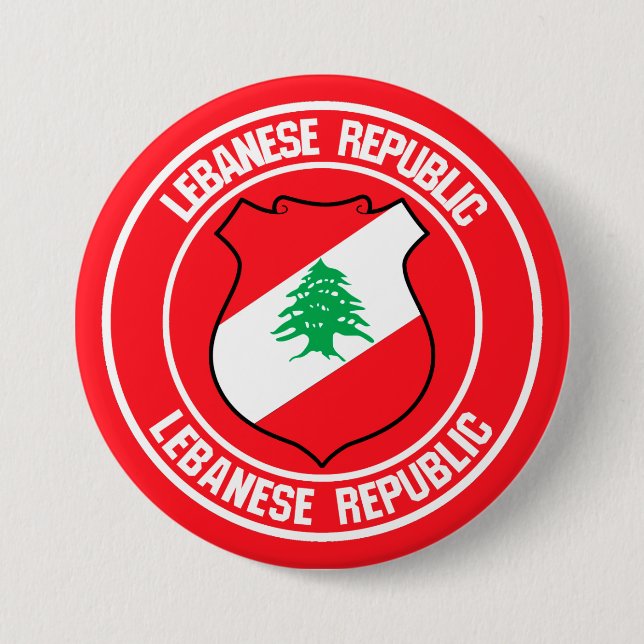 Chapa Redonda De 7 Cm Líbano rodea al Emblema (Anverso)