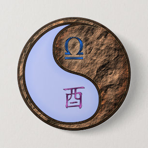 Chapa Redonda De 7 Cm Libra y Gallo de Tierra