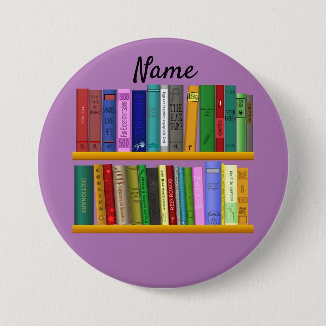 Chapa Redonda De 7 Cm Libros en estantes Thunder_Cove (Anverso)