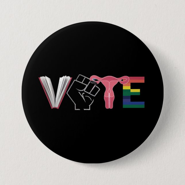 Chapa Redonda De 7 Cm Libros prohibidos por los derechos de las mujeres  (Anverso)