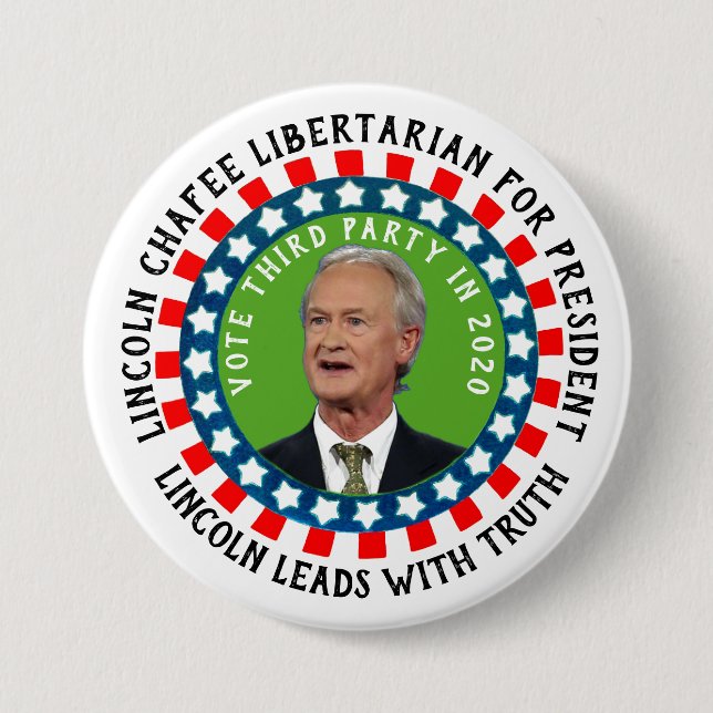 Chapa Redonda De 7 Cm Lincoln Chafee del Presidente 2020 (Anverso)