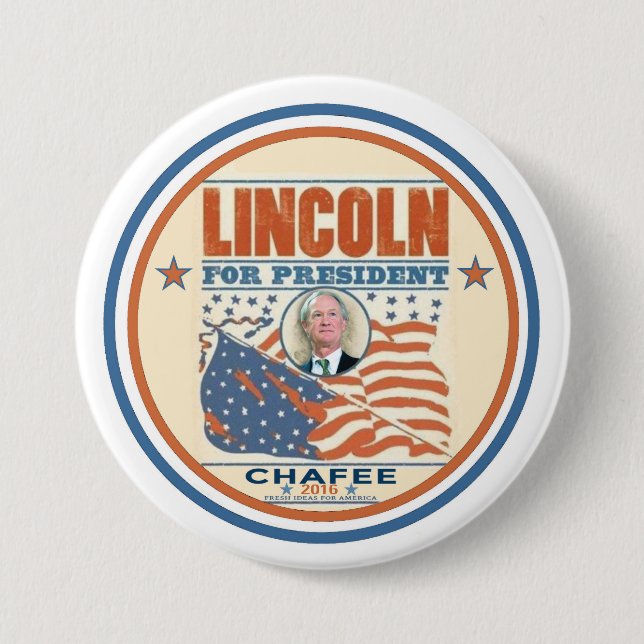 Chapa Redonda De 7 Cm Lincoln para presidente (Anverso)