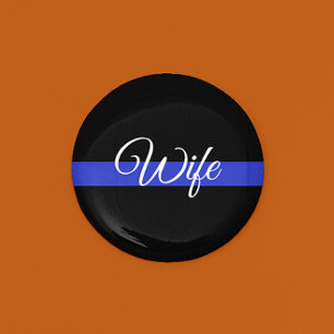 Chapa Redonda De 7 Cm Línea Azul delgada: Esposa policial