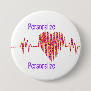 Chapa Redonda De 7 Cm Línea médica del corazón de EKG