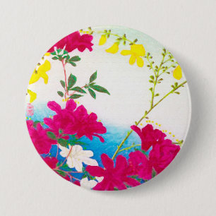 Chapa Redonda De 7 Cm Lirios de día japoneses - magenta, azul amarillo
