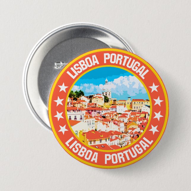Chapa Redonda De 7 Cm Lisboa (Anverso y reverso)