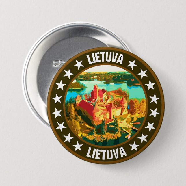 Chapa Redonda De 7 Cm Lituania (Anverso y reverso)