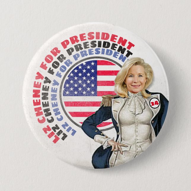 Chapa Redonda De 7 Cm liz Cheney para presidente '24 (Anverso)