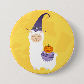 Chapa Redonda De 7 Cm Llama de Halloween