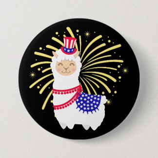 Chapa Redonda De 7 Cm Llama norteamericana 4 de julio